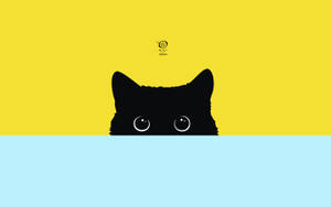 Minimalist Black Cartoon Cat Wallpaper