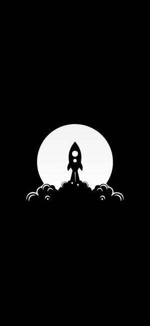 Minimalist Black Rocket Ship Wallpaper