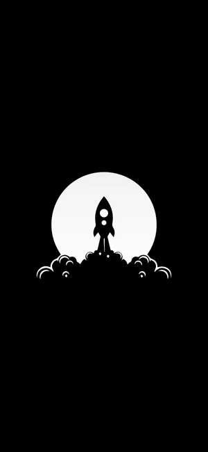 Minimalist Black Rocket Ship Wallpaper