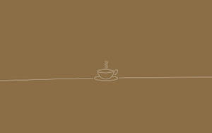 Minimalist Brown Aesthetic Workstation With Coffee And Laptop Wallpaper