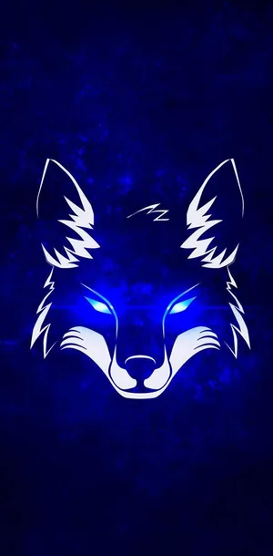 Minimalist Cool Blue Wolf Icon Wallpaper