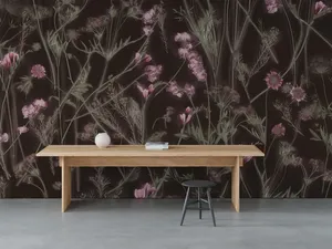 Minimalist Desk Floral Wallpaper Interior Wallpaper