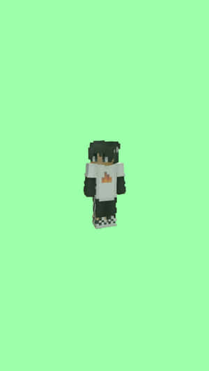 Minimalist Light Green Sapnap Minecraft Character Pixel Art Wallpaper