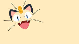 Minimalist Meowth With Cream Backdrop Wallpaper