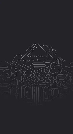 Minimalist Mountain Cityscape Artistic Phone Wallpaper Wallpaper