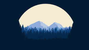 Minimalist Mountain Forest Night Scape Wallpaper