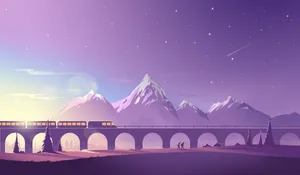 Minimalist Mountain Range With Railway Wallpaper