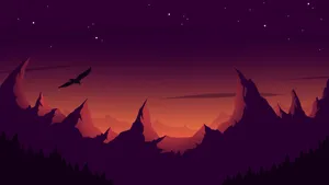 Minimalist Mountain Ranges Under The Night Sky Wallpaper