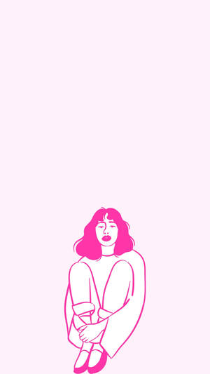 Minimalist Neon Pink Aesthetic Lady Art Wallpaper