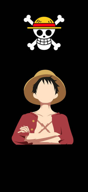 Minimalist One Piece Luffy Pfp With Straw Hat Logo Wallpaper