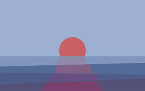 Minimalist Orange Sunset Laptop Art Wallpaper