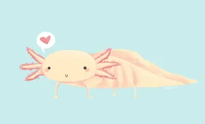 Minimalist Pink Axolotl In Blue Wallpaper