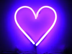 Minimalist Purple Neon Heart Light Photograph Wallpaper