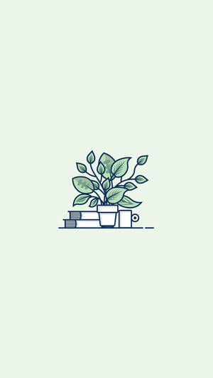 Minimalist Tablet Green Plant Wallpaper