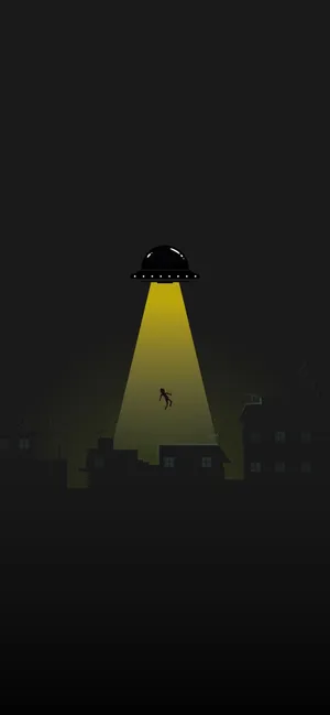 Minimalist Ufo Abducting Person Wallpaper