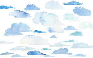 Minimalist Watercolor Clouds Artwork Wallpaper