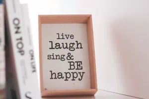 Minimalistic Wooden Happy Frame Wallpaper