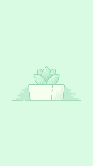 Mint Green Aesthetic Cactus Wallpaper