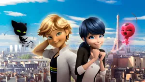 Miraculous Ladybugand Cat Noirin Paris Wallpaper