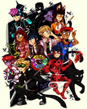 Miraculous Tales Of Ladybug And Cat Noir Ensemble Wallpaper