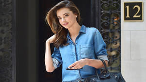 Miranda Kerr In Denim Polo Wallpaper