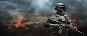Mobile Pubg Lite Character On Battle Gear Wallpaper