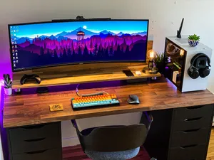 Modern Home Office Setupwith Ultrawide Monitor Wallpaper