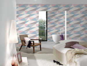 Modern Minimalist Grey And Pink Wallpaper