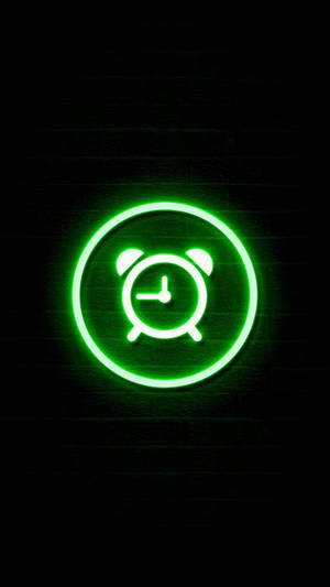 Modern Neon Alarm Clock Logo Wallpaper