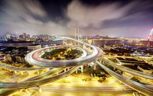 Modern Spiral Bridge In Shanghai Wallpaper