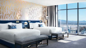 Modern Two Double Hotel Room Wallpaper