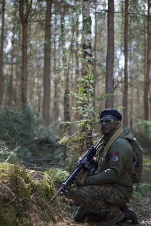 Modern Warrior In Forest Wallpaper