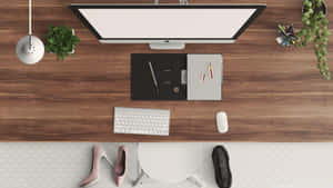 Modern Workstation Setup Top View.jpg Wallpaper