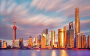 Modernized Hangzhou Skyline Buildings Wallpaper