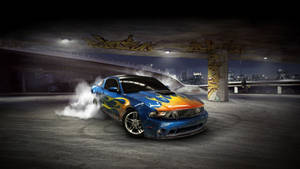 Modified 3d Car With Flame Print Wallpaper