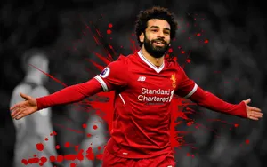 Mohamed Red Uniform Liverpool 4k Wallpaper