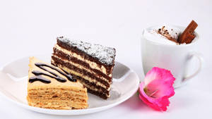 Moist Sliced Cake Dessert Wallpaper