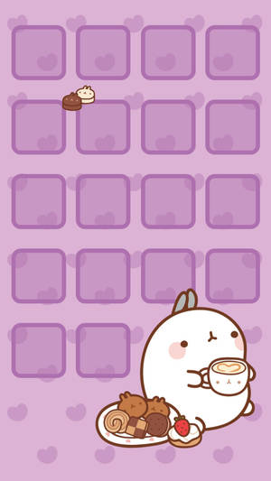 Molang Snack Time Kawaii Ipad Wallpaper