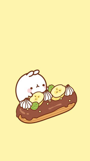 Molang With Choco Banana Dessert Wallpaper
