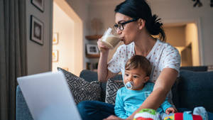 Mom Drinking Coffee Wallpaper