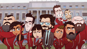 Money Heist Caricature Art Wallpaper