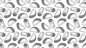 Monochromatic Tacos Drawing Wallpaper