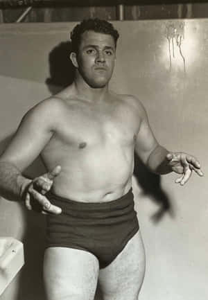 Monochrome Canadian Professional Wrestler Stu Hart Wallpaper
