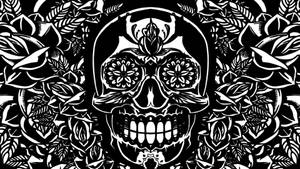 Monochrome Sugar Skull Design Wallpaper