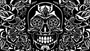 Monochrome Sugar Skull Design Wallpaper
