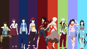 Monogatari Group Minimalist Art Wallpaper