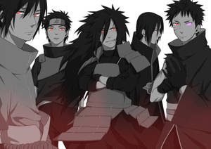 Monotone Madara Uchiha And Clan Wallpaper