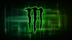 Monster Energy Logo With Green Lights Wallpaper