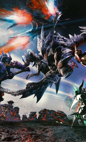 Monster Hunter Iphone Purple Winged Dragon Wallpaper