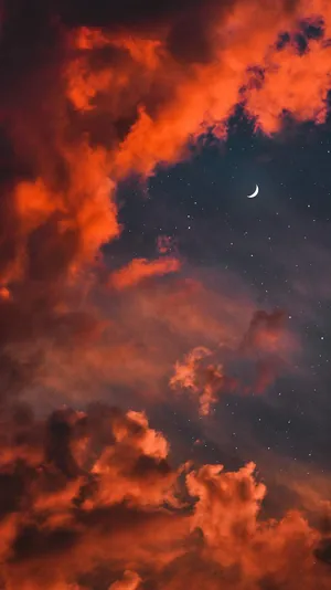 Moon Aesthetic Bloody Clouds Wallpaper